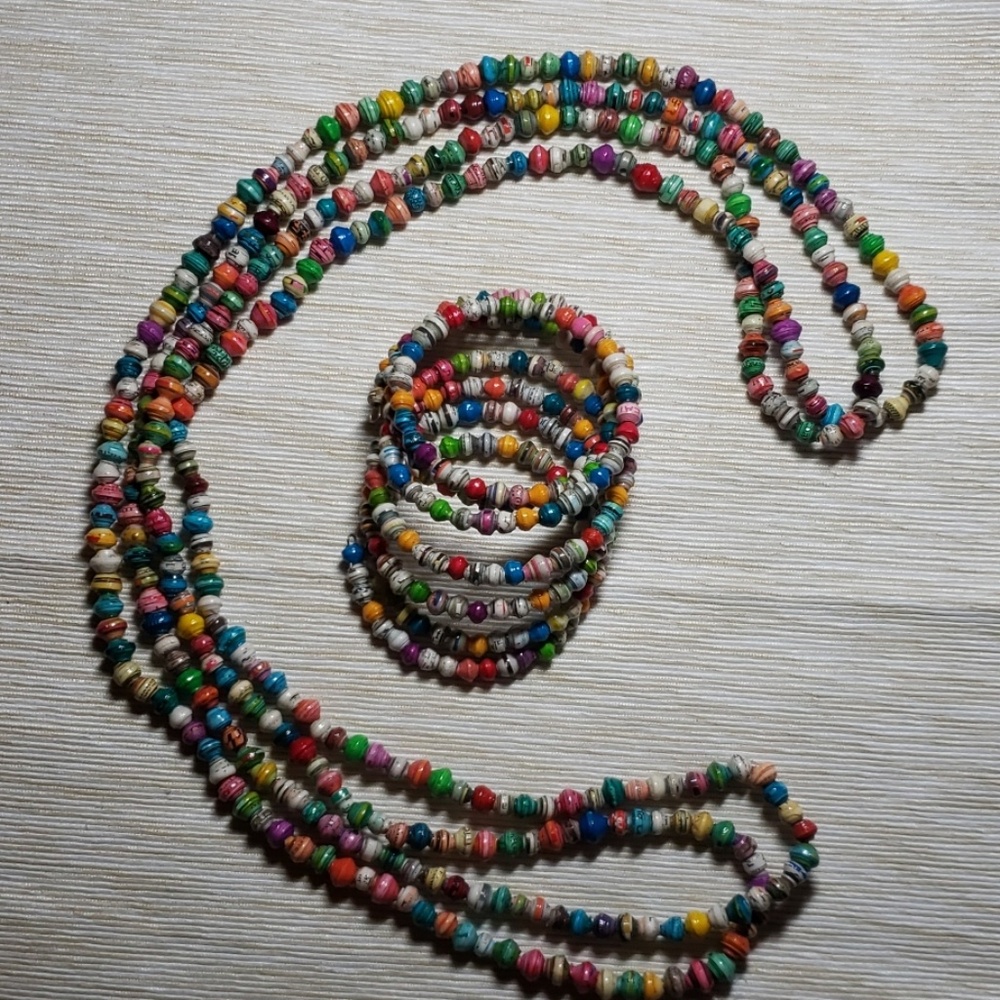Magazine beaded necklace bracelet set